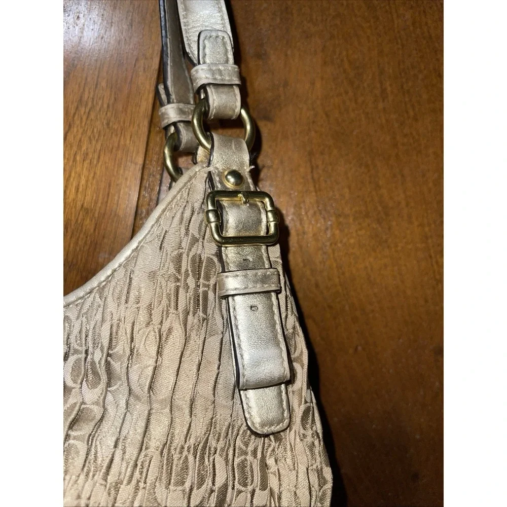 Coach Ruched Metallic Madison Maggie Silver Signature Pleated Hobo Bag 18886 - Picture 12 of 16